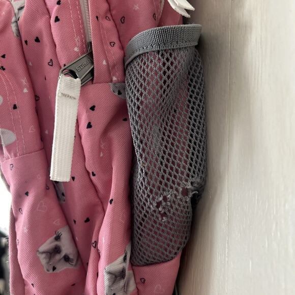 Jansport Backpack Trans Pink Pug Face Dog Heart Print Book Bag Full Size Nice - Picture 5 of 16